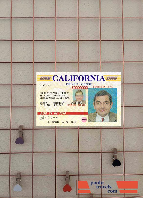 USA California driving license version 3 photolook FRONT PSD template